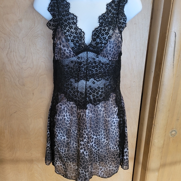 💜New Last One Small Leopard Lace Patchwork Babydoll Set - Picture 5 of 9